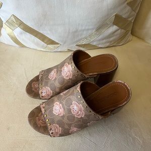 COACH FLOWER PATTERN MULES